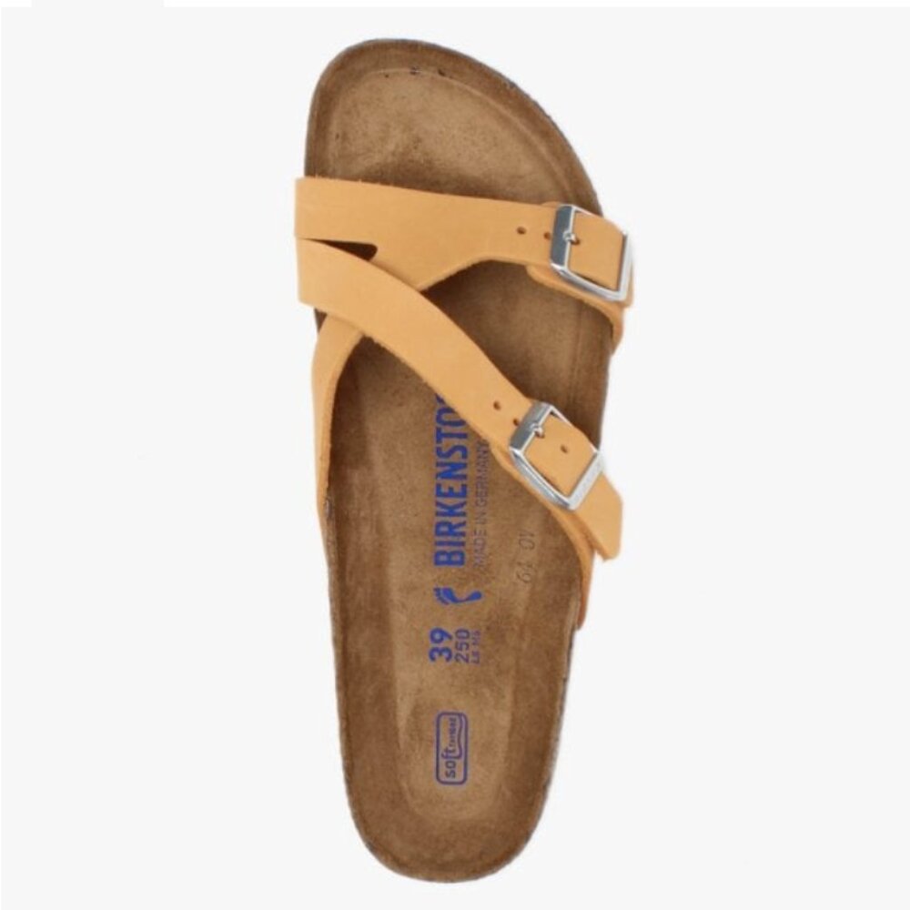 BIRKENSTOCK Nubuck Leather Cross Strap Sandals- W 8